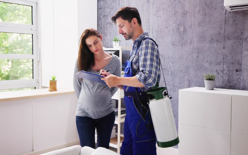 pest control speaking with pregnant home owner