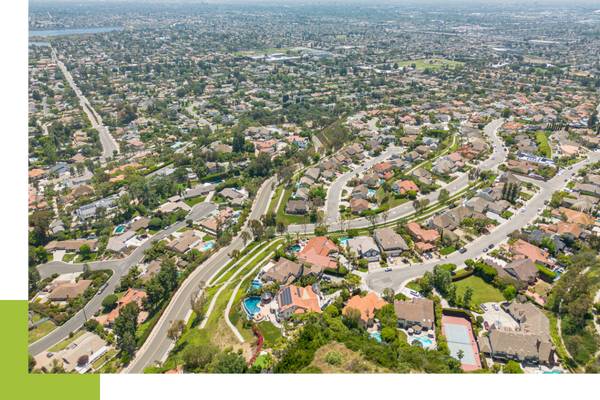 an ariel view of the suburbs