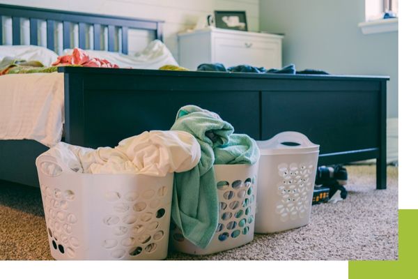 baskets of laundry